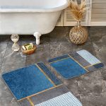 2'li Set Çok Renkli Zeminde Patchwork Motifli Geleneksel Desenli Geometrik Klasik  2'li Banyo & Mutfak Paspas Takımı Realhomes