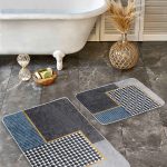 2'li Set Krem Zeminde Otantik Motifli Dokuma Desenli Eskitme Motifli Vintage  2'li Banyo & Mutfak Paspas Takımı Realhomes