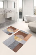 - PaspasTakimi-2li-Set706-Gorsel-1 - Realhomes  2'li Set Kahverengi Zeminde Geometrik Motifli Boho Desenli Geometrik Sade & Şık  2'li Banyo & Mutfak Paspas Takımı Realhomes