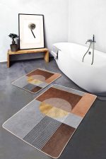 - PaspasTakimi-2li-Set706-Gorsel-4 - Realhomes  2'li Set Kahverengi Zeminde Geometrik Motifli Boho Desenli Geometrik Sade & Şık  2'li Banyo & Mutfak Paspas Takımı Realhomes