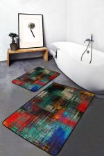 - PaspasTakimi-2li-Set710-Gorsel-1 - Realhomes 2'li Set Çok Renkli Zeminde Yağlı Boya Motifli Modern Sanat Desenli Modern Klasik 2'li Banyo & Mutfak Paspas Takımı Realhomes