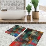 2'li Set Mavi Zeminde Göbekli Halı Motifli Kilim Desenli Avangarde Etnik Motifler  2'li Banyo & Mutfak Paspas Takımı Realhomes