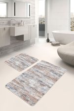 - PaspasTakimi-2li-Set715-Gorsel-4 - Realhomes  2'li Set Krem Zeminde Eskitme Motifli Örme Desenli Eskitme Motifli Modern  2'li Banyo & Mutfak Paspas Takımı Realhomes