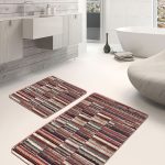 2'li Set Krem Zeminde Retro Motifli Dokuma Desenli Avangarde Eskitme Motifli  2'li Banyo & Mutfak Paspas Takımı Realhomes