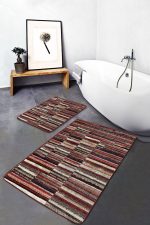 - PaspasTakimi-2li-Set717-Gorsel-2 - Realhomes 2'li Set Kahverengi Zeminde Patchwork Motifli Kırkyama Desenli Vintage Klasik 2'li Banyo & Mutfak Paspas Takımı Realhomes