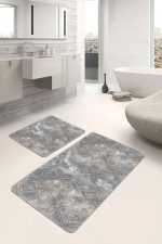 - PaspasTakimi-2li-Set720-Gorsel - Realhomes  2'li Set Siyah - Beyaz Zeminde Geometrik Motifli Eskitme Desenli Eskitme Motifli Klasik  2'li Banyo & Mutfak Paspas Takımı Realhomes