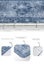 - PaspasTakimi-2li-Set728-Gorsel-3 - Realhomes 2'li Set Mavi Zeminde Etnik Motifli Kilim Desenli Etnik Motifler Avangarde 2'li Banyo & Mutfak Paspas Takımı Realhomes