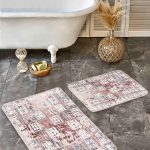 2'li Set Gri Zeminde Noktalı Motifli Klasik Desenli Sade & Şık Klasik  2'li Banyo & Mutfak Paspas Takımı Realhomes