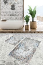 - PaspasTakimi-2li-Set735-Gorsel - Realhomes  2'li Set Krem Zeminde Eskitme Motifli Antik Desenli Eskitme Motifli Klasik  2'li Banyo & Mutfak Paspas Takımı Realhomes