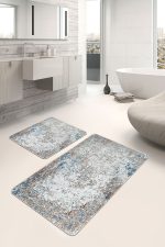 - PaspasTakimi-2li-Set735-Gorsel-5 - Realhomes  2'li Set Krem Zeminde Eskitme Motifli Antik Desenli Eskitme Motifli Klasik  2'li Banyo & Mutfak Paspas Takımı Realhomes