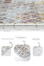 2'li Set Eskitme Zeminde Geometrik Motifli Klasik Desenli Geometrik Eskitme Motifli  2'li Banyo & Mutfak Paspas Takımı Realhomes