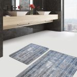 2'li Set Siyah Zeminde Tribal Motifli Kilim Desenli Etnik Motifler Geometrik  2'li Banyo & Mutfak Paspas Takımı Realhomes