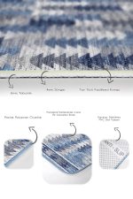2'li Set Bej - Mavi Zeminde Geometrik Motifli Üçgen Desenli Geometrik Eskitme Motifli  2'li Banyo & Mutfak Paspas Takımı Realhomes