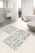 - PaspasTakimi-2li-Set751-Gorsel-5 - Realhomes 2'li Set Bej Zeminde Geometrik Motifli Örgü Desenli Geometrik Sade & Şık 2'li Banyo & Mutfak Paspas Takımı Realhomes