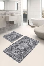 - PaspasTakimi-2li-Set754-Gorsel-4 - Realhomes  2'li Set Gri Zeminde Yöresel Motifli Eskitme Desenli Avangarde Eskitme Motifli  2'li Banyo & Mutfak Paspas Takımı Realhomes