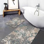 2'li Set Krem Zeminde Örgü Motifli Kilim Desenli Eskitme Motifli Modern  2'li Banyo & Mutfak Paspas Takımı Realhomes