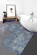 - PaspasTakimi-2li-Set764-Gorsel-1 - Realhomes  2'li Set Mavi Zeminde Göbekli Halı Motifli Etnik Desenli Eskitme Motifli Avangarde  2'li Banyo & Mutfak Paspas Takımı Realhomes