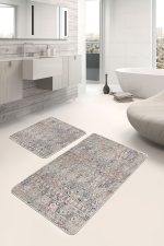 - PaspasTakimi-2li-Set765-Gorsel-1 - Realhomes 2'li Set Krem Zeminde Bohem Motifli Eskitme Desenli Etnik Motifler Vintage 2'li Banyo & Mutfak Paspas Takımı Realhomes