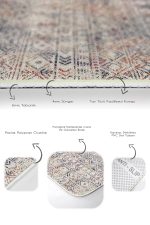 - PaspasTakimi-2li-Set765-Gorsel-3 - Realhomes 2'li Set Krem Zeminde Bohem Motifli Eskitme Desenli Etnik Motifler Vintage 2'li Banyo & Mutfak Paspas Takımı Realhomes