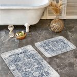 2'li Set Eskitme Zeminde Dokuma Motifli Kilim Desenli Vintage Eskitme Motifli  2'li Banyo & Mutfak Paspas Takımı Realhomes