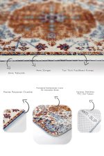 2'li Set Kırmızı Zeminde Kilim Motifli İran Desenli Eskitme Motifli Avangarde  2'li Banyo & Mutfak Paspas Takımı Realhomes