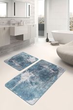 - PaspasTakimi-2li-Set779-Gorsel-1 - Realhomes  2'li Set Mavi - Gri Zeminde Eskitme Motifli Retro Desenli Eskitme Motifli Vintage  2'li Banyo & Mutfak Paspas Takımı Realhomes