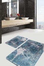 - PaspasTakimi-2li-Set779-Gorsel-5 - Realhomes  2'li Set Mavi - Gri Zeminde Eskitme Motifli Retro Desenli Eskitme Motifli Vintage  2'li Banyo & Mutfak Paspas Takımı Realhomes