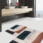 2'li Set Gri - Antrasit Zeminde Eskitme Motifli Antika Desenli Eskitme Motifli Vintage  2'li Banyo & Mutfak Paspas Takımı Realhomes