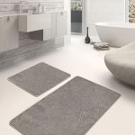 2'li Set Mavi - Gri Zeminde Eskitme Motifli Antik Desenli Eskitme Motifli Klasik  2'li Banyo & Mutfak Paspas Takımı Realhomes