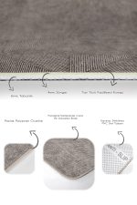 2'li Set Kahve Zeminde Geometrik Motifli Örgü Desenli Eskitme Motifli Geometrik  2'li Banyo & Mutfak Paspas Takımı Realhomes