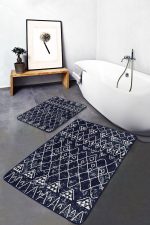 - PaspasTakimi-2li-Set788-Gorsel-4 - Realhomes 2'li Set Lacivert Zeminde Etnik Motifli Otantik Desenli Etnik Motifler Geometrik 2'li Banyo & Mutfak Paspas Takımı Realhomes