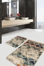 - PaspasTakimi-2li-Set789-Gorsel-4 - Realhomes  2'li Set Krem Zeminde Morrocan Motifli Otantik Desenli Geometrik Eskitme Motifli  2'li Banyo & Mutfak Paspas Takımı Realhomes