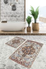 - PaspasTakimi-2li-Set790-Gorsel - Realhomes 2'li Set Antika Zeminde Anadolu Motifli Geleneksel Desenli Avangarde Eskitme Motifli 2'li Banyo & Mutfak Paspas Takımı Realhomes