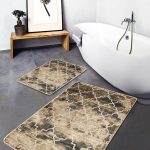 2'li Set Lacivert Zeminde İskandinav Motifli Etnik Desenli Geometrik Etnik Motifler  2'li Banyo & Mutfak Paspas Takımı Realhomes