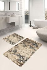 - PaspasTakimi-2li-Set791-Gorsel-4 - Realhomes  2'li Set Krem Zeminde Morrocan Motifli Otantik Desenli Geometrik Eskitme Motifli  2'li Banyo & Mutfak Paspas Takımı Realhomes