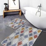 2'li Set Bej Zeminde Çerçeveli Motifli Klasik Desenli Geometrik Klasik  2'li Banyo & Mutfak Paspas Takımı Realhomes