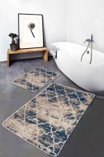 - PaspasTakimi-2li-Set798-Gorsel-2 - Realhomes 2'li Set Krem Zeminde Morrocan Motifli Otantik Desenli Geometrik Eskitme Motifli 2'li Banyo & Mutfak Paspas Takımı Realhomes