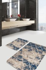 - PaspasTakimi-2li-Set798-Gorsel-4 - Realhomes 2'li Set Krem Zeminde Morrocan Motifli Otantik Desenli Geometrik Eskitme Motifli 2'li Banyo & Mutfak Paspas Takımı Realhomes