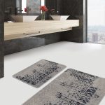 2'li Set Gold - Yeşil Zeminde Mermer Motifli Altın Desenli Modern Sade & Şık  2'li Banyo & Mutfak Paspas Takımı Realhomes