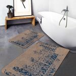 2'li Set Gold - Siyah Zeminde Modern Sanat Motifli Altın Desenli Geometrik Modern  2'li Banyo & Mutfak Paspas Takımı Realhomes