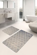 - PaspasTakimi-2li-Set801-Gorsel-2 - Realhomes  2'li Set Krem Zeminde Morrocan Motifli Otantik Desenli Geometrik Eskitme Motifli  2'li Banyo & Mutfak Paspas Takımı Realhomes