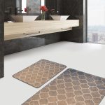 2'li Set Mavi - Gri Zeminde Eskitme Motifli Retro Desenli Eskitme Motifli Vintage  2'li Banyo & Mutfak Paspas Takımı Realhomes