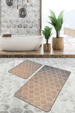 - PaspasTakimi-2li-Set802-Gorsel-4 - Realhomes  2'li Set Krem Zeminde Morrocan Motifli Otantik Desenli Geometrik Vintage  2'li Banyo & Mutfak Paspas Takımı Realhomes