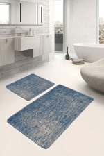 - PaspasTakimi-2li-Set804-Gorsel-4 - Realhomes 2'li Set Mavi Zeminde Örme Motifli Eskitme Desenli Eskitme Motifli Klasik 2'li Banyo & Mutfak Paspas Takımı Realhomes