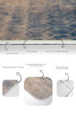 - PaspasTakimi-2li-Set806-Gorsel-3 - Realhomes 2'li Set Mavi - Bej Zeminde Antik Motifli Dokuma Halı Desenli Geometrik Eskitme Motifli 2'li Banyo & Mutfak Paspas Takımı Realhomes