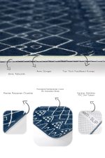 2'li Set Mavi Zeminde Otantik Motifli Geleneksel Desenli Geometrik Etnik Motifler  2'li Banyo & Mutfak Paspas Takımı Realhomes