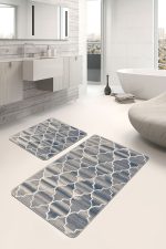 - PaspasTakimi-2li-Set811-Gorsel - Realhomes  2'li Set Krem Zeminde Morrocan Motifli Otantik Desenli Geometrik Eskitme Motifli  2'li Banyo & Mutfak Paspas Takımı Realhomes