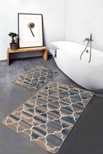 - PaspasTakimi-2li-Set812-Gorsel-1 - Realhomes  2'li Set Krem Zeminde Morrocan Motifli Otantik Desenli Geometrik Klasik  2'li Banyo & Mutfak Paspas Takımı Realhomes