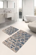 - PaspasTakimi-2li-Set812-Gorsel-5 - Realhomes  2'li Set Krem Zeminde Morrocan Motifli Otantik Desenli Geometrik Klasik  2'li Banyo & Mutfak Paspas Takımı Realhomes