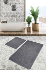 - PaspasTakimi-2li-Set817-Gorsel - Realhomes 2'li Set Füme Zeminde Dokuma Halı Motifli Eskitme Desenli Geometrik Eskitme Motifli 2'li Banyo & Mutfak Paspas Takımı Realhomes